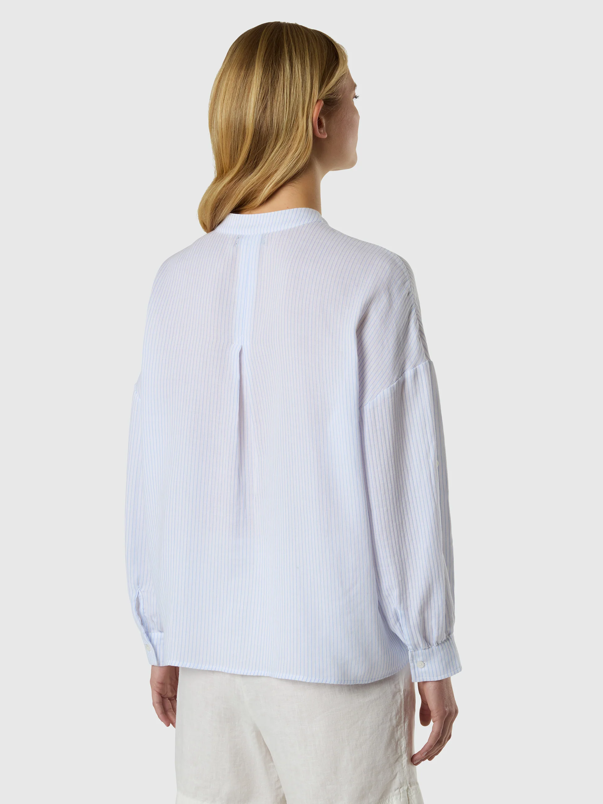 Striped Mandarin collar blouse - Image 4