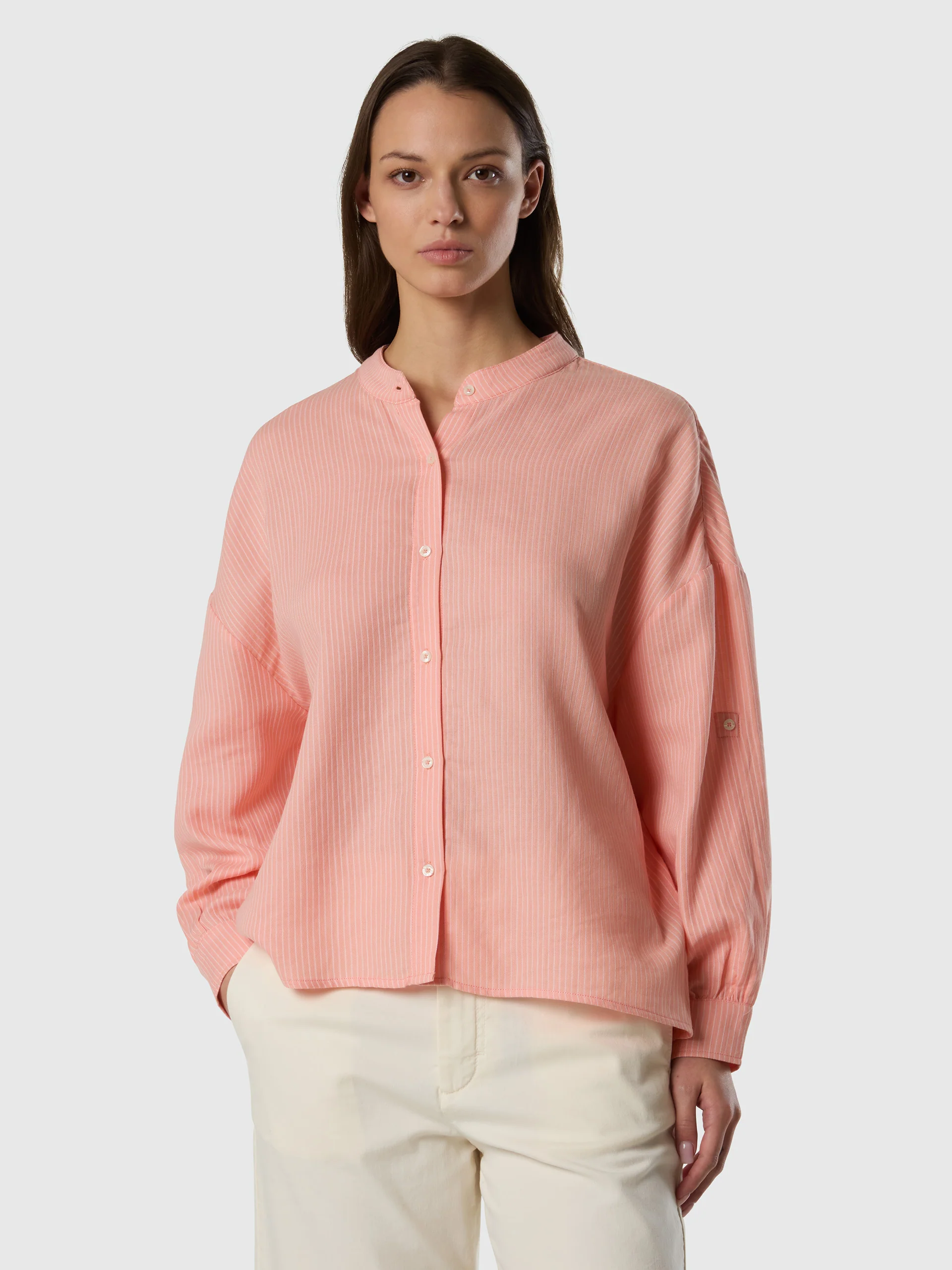 Striped Mandarin collar blouse - Image 7