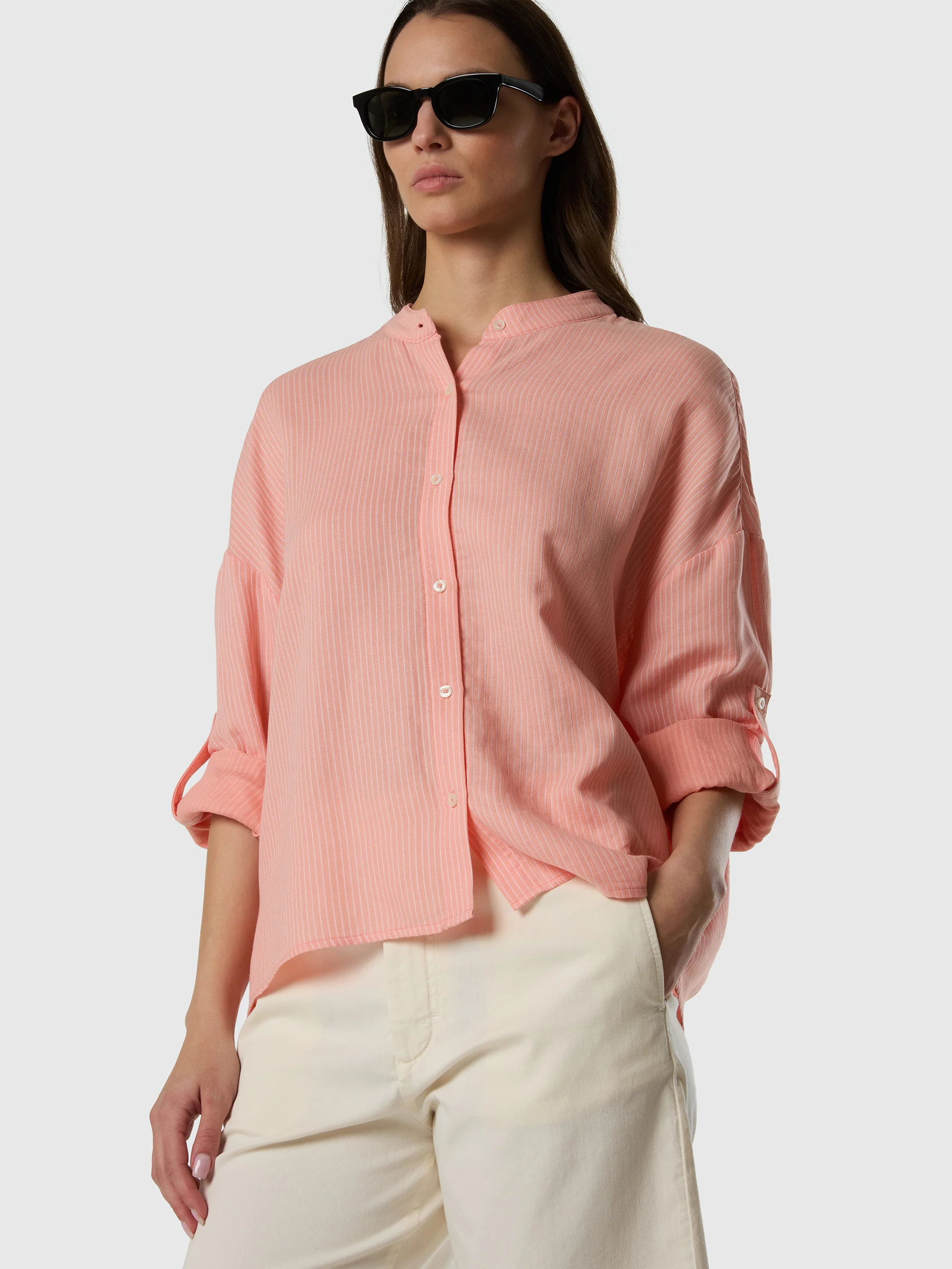 Striped Mandarin collar blouse - Image 8