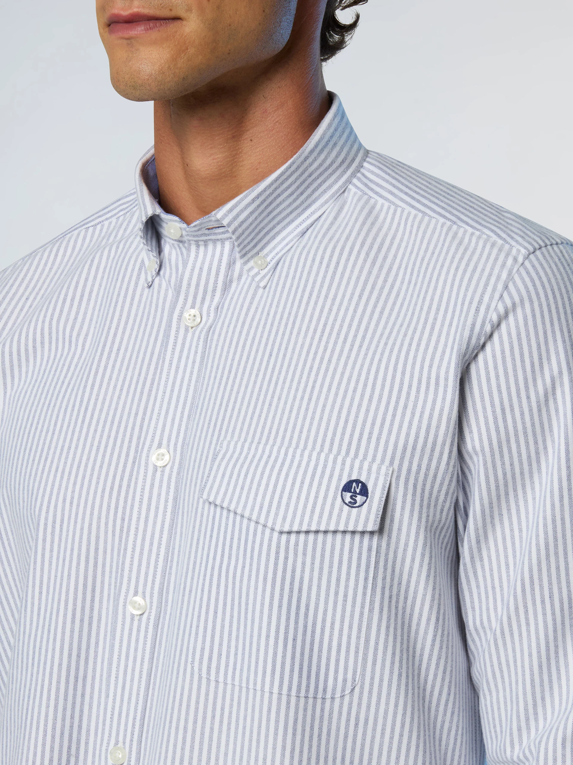 Brushed striped Oxford shirt - Image 6