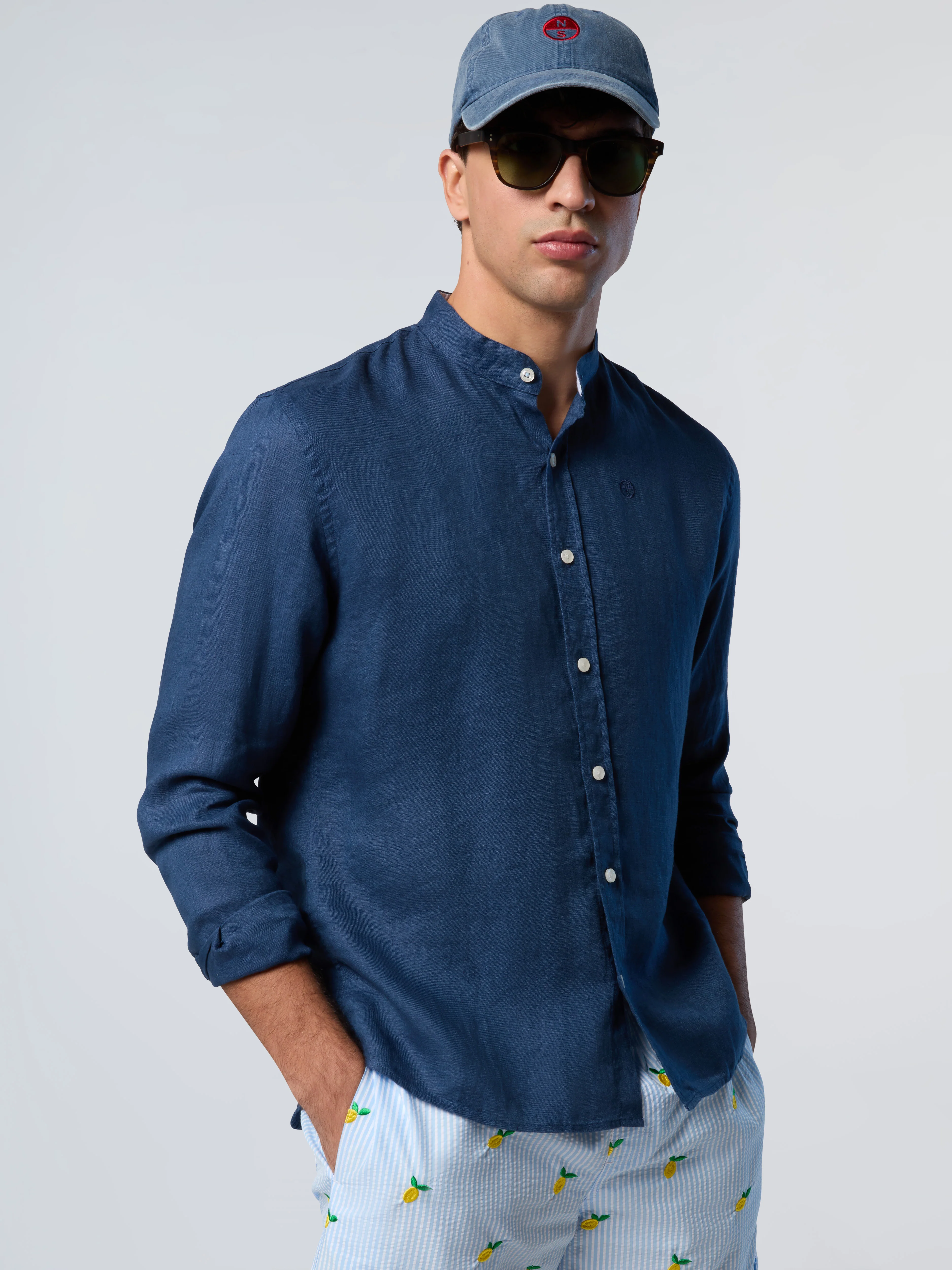 Mandarin shirt with embroidered logo - Image 14