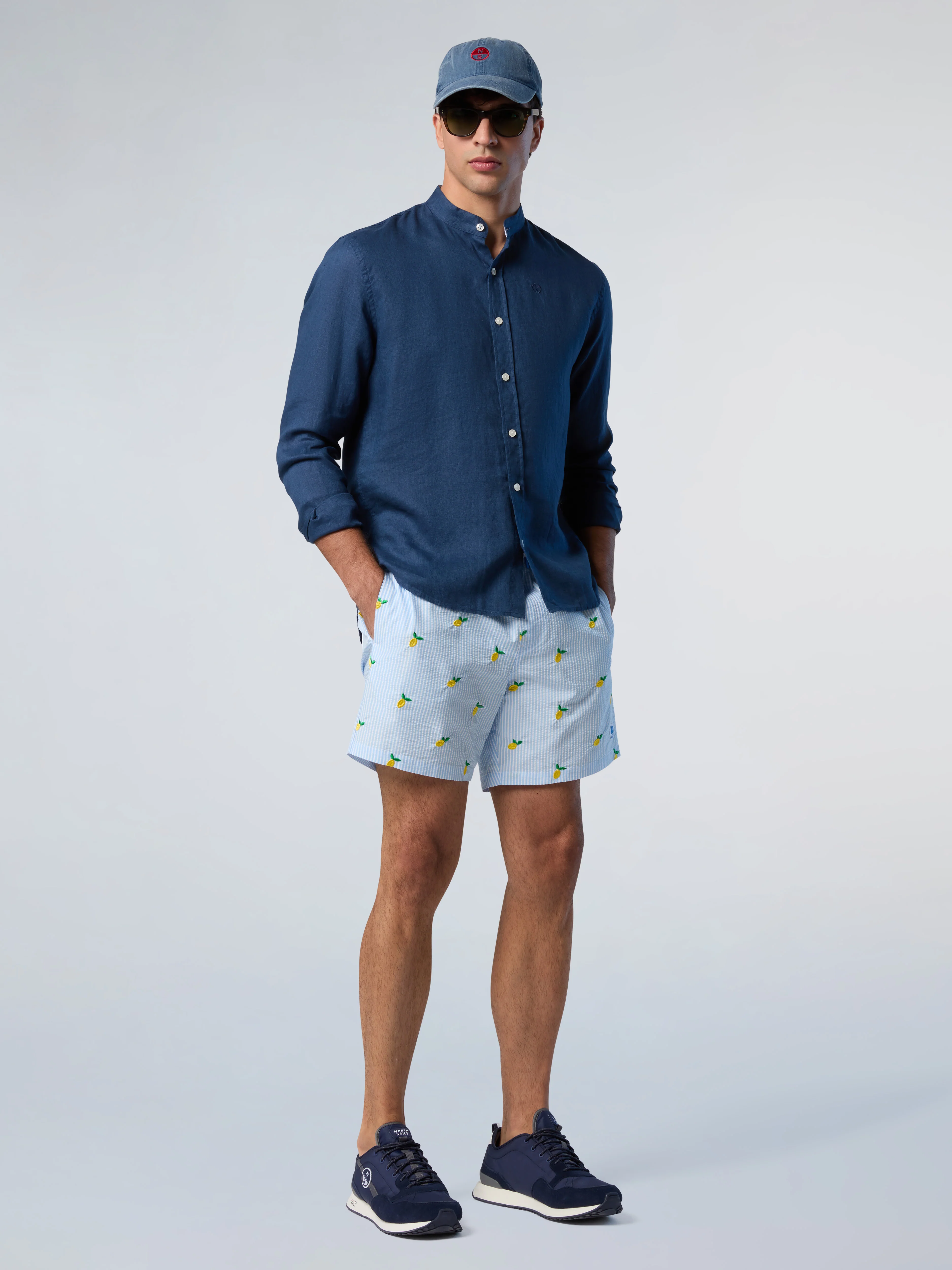 Mandarin shirt with embroidered logo - Image 16