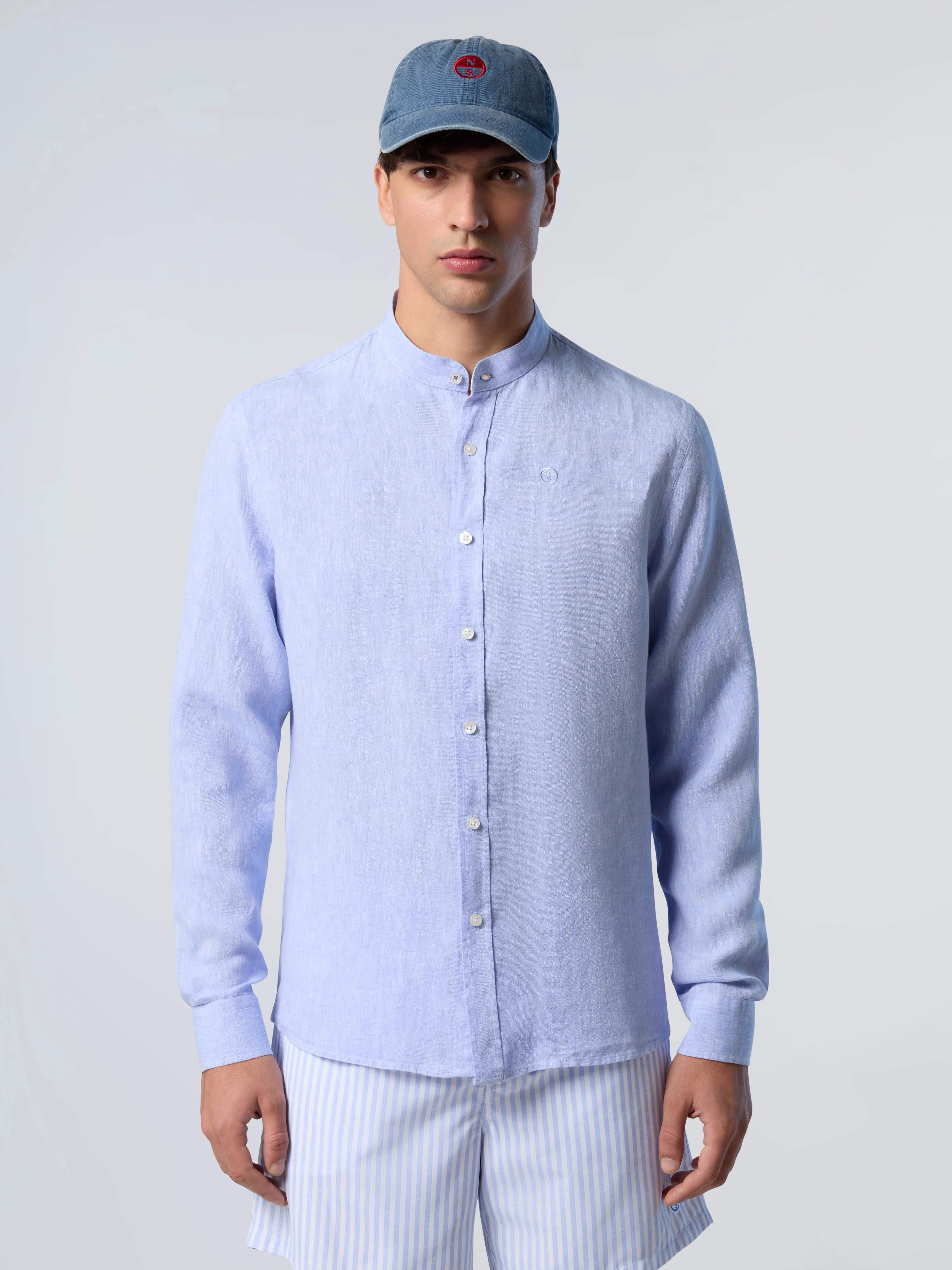 Mandarin shirt with embroidered logo - Image 13