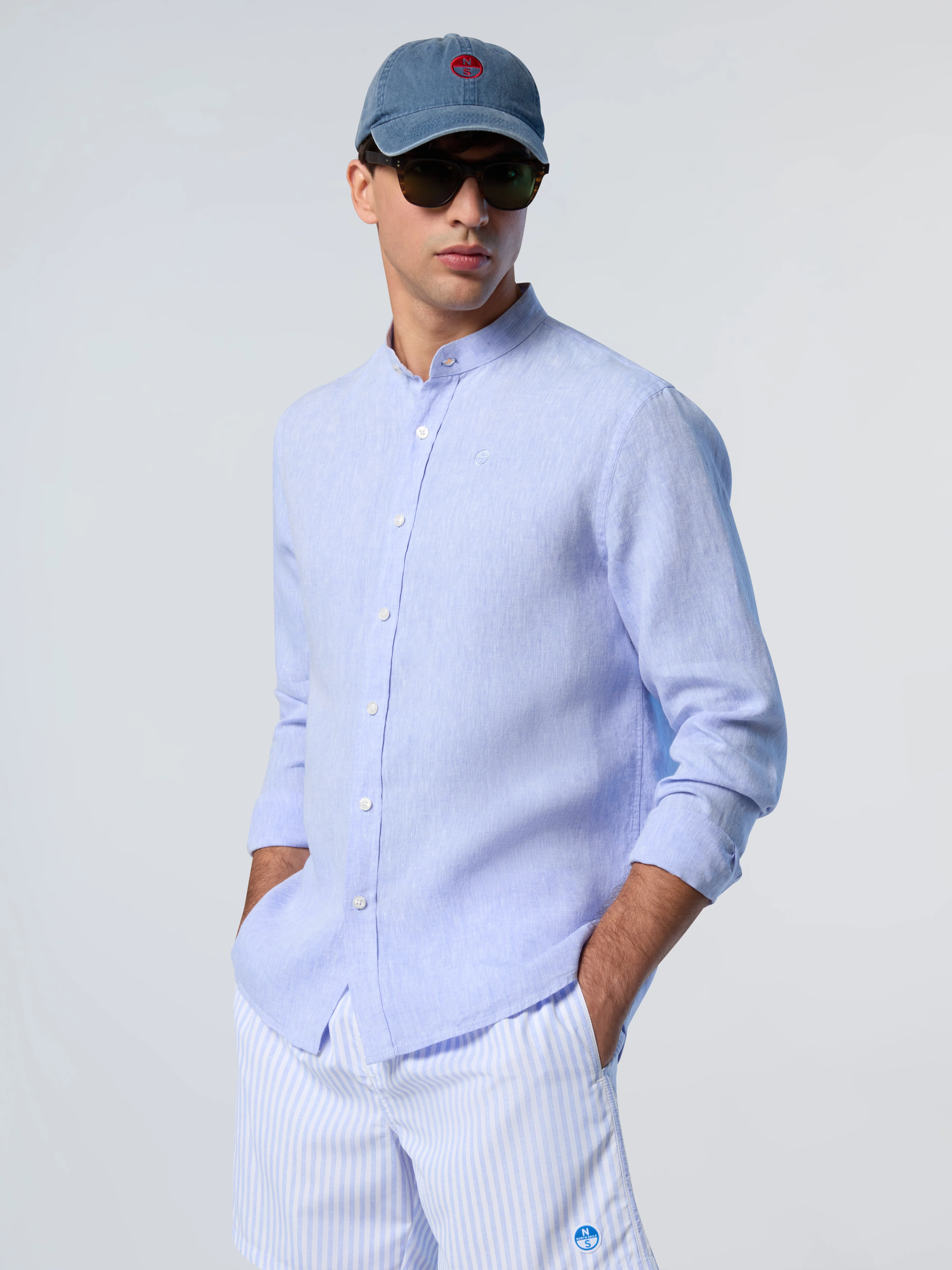 Mandarin shirt with embroidered logo - Image 14