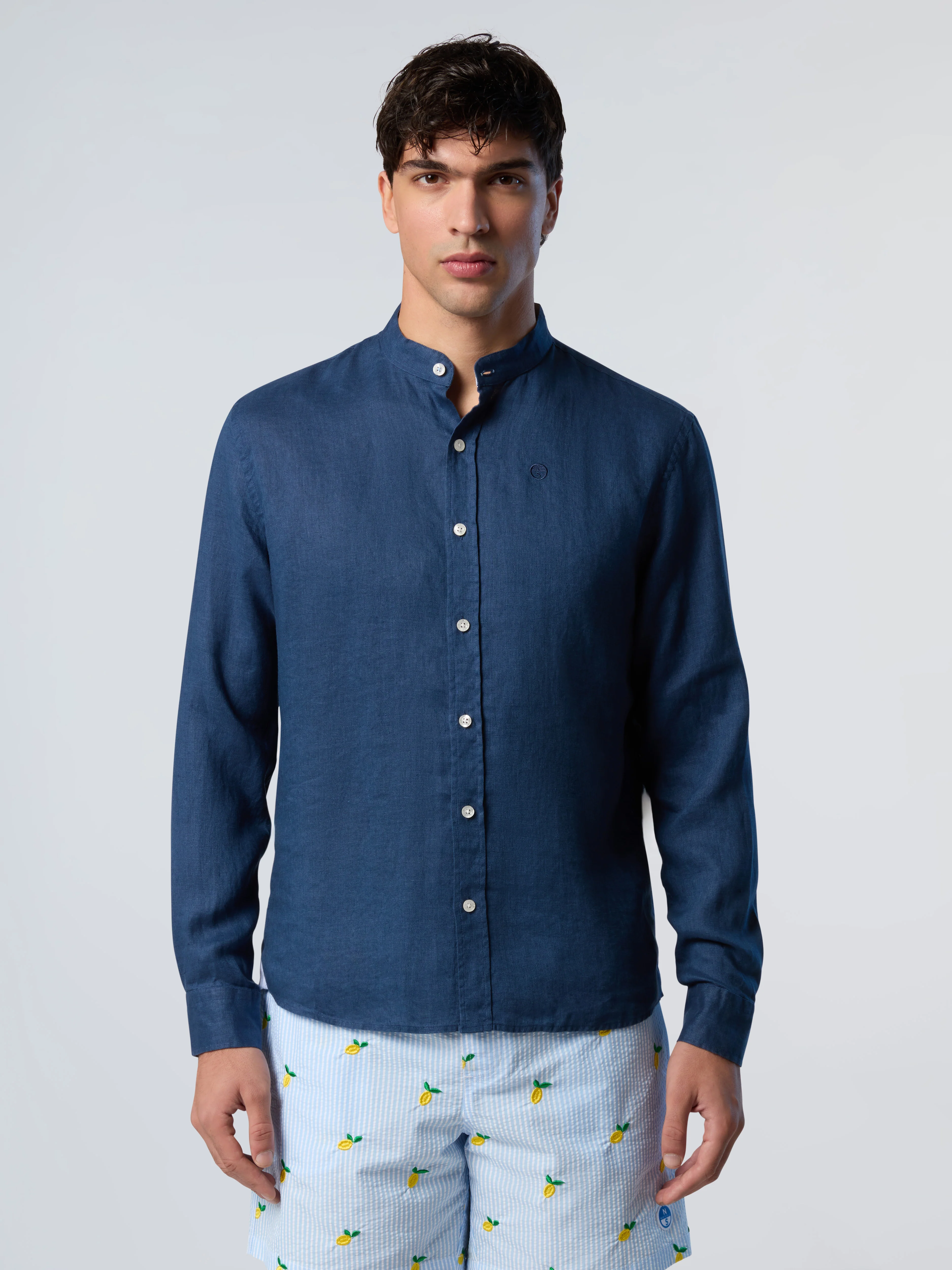 Mandarin shirt with embroidered logo - Image 19