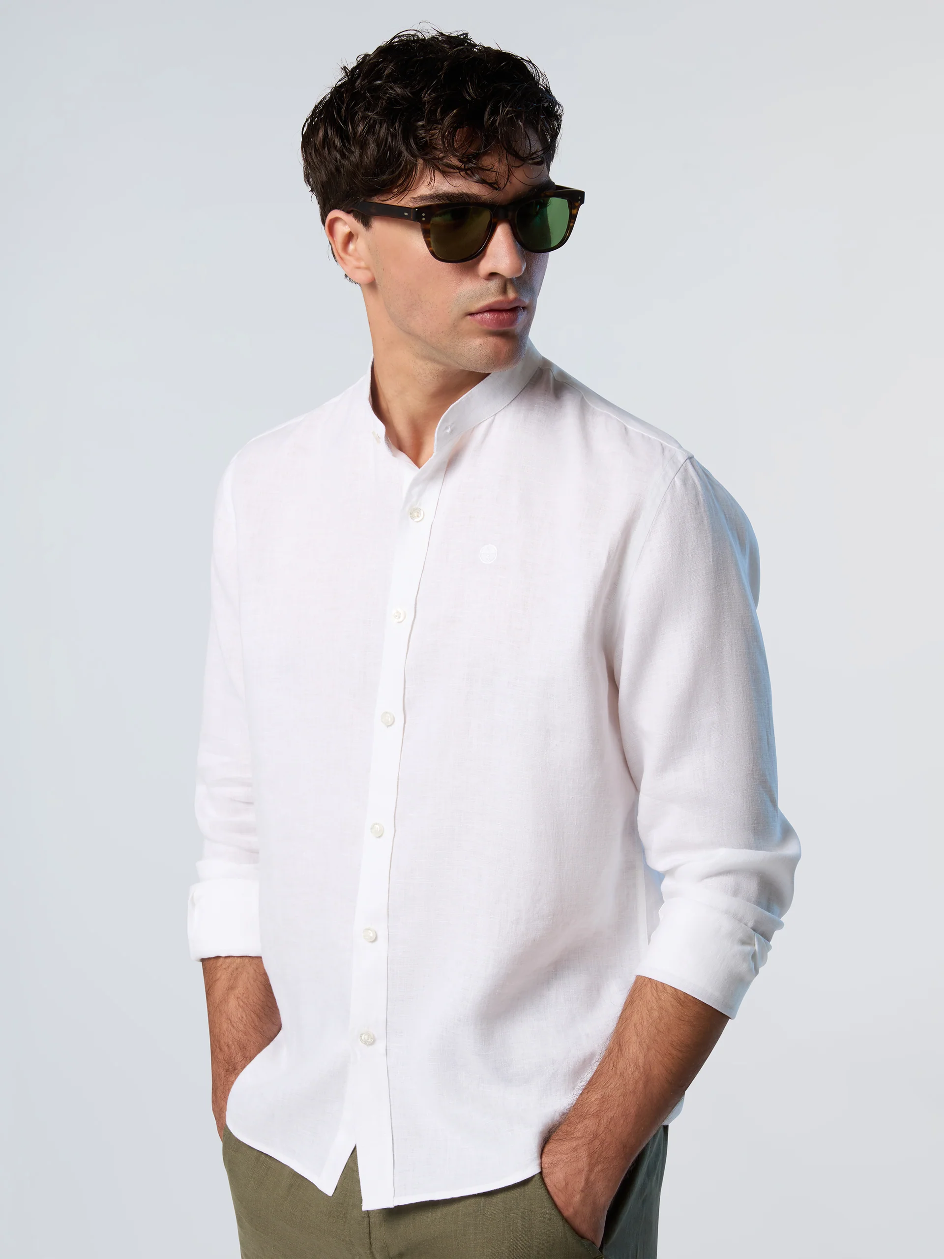 Mandarin shirt with embroidered logo - Image 2