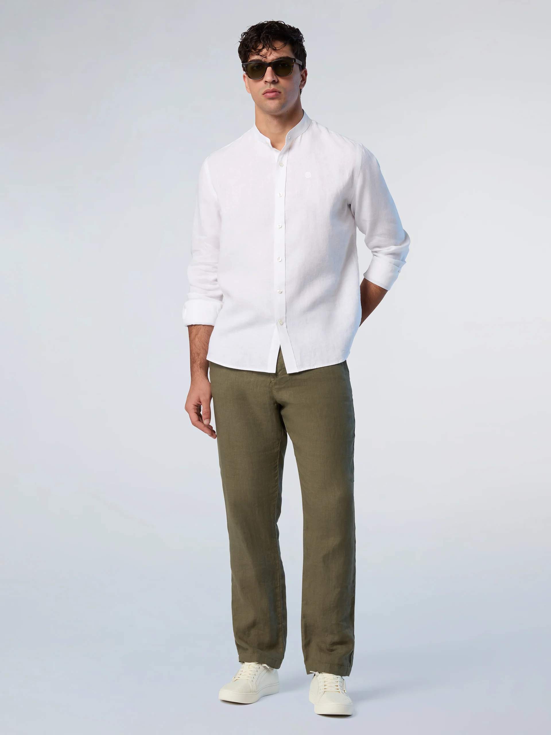 Mandarin shirt with embroidered logo - Image 5