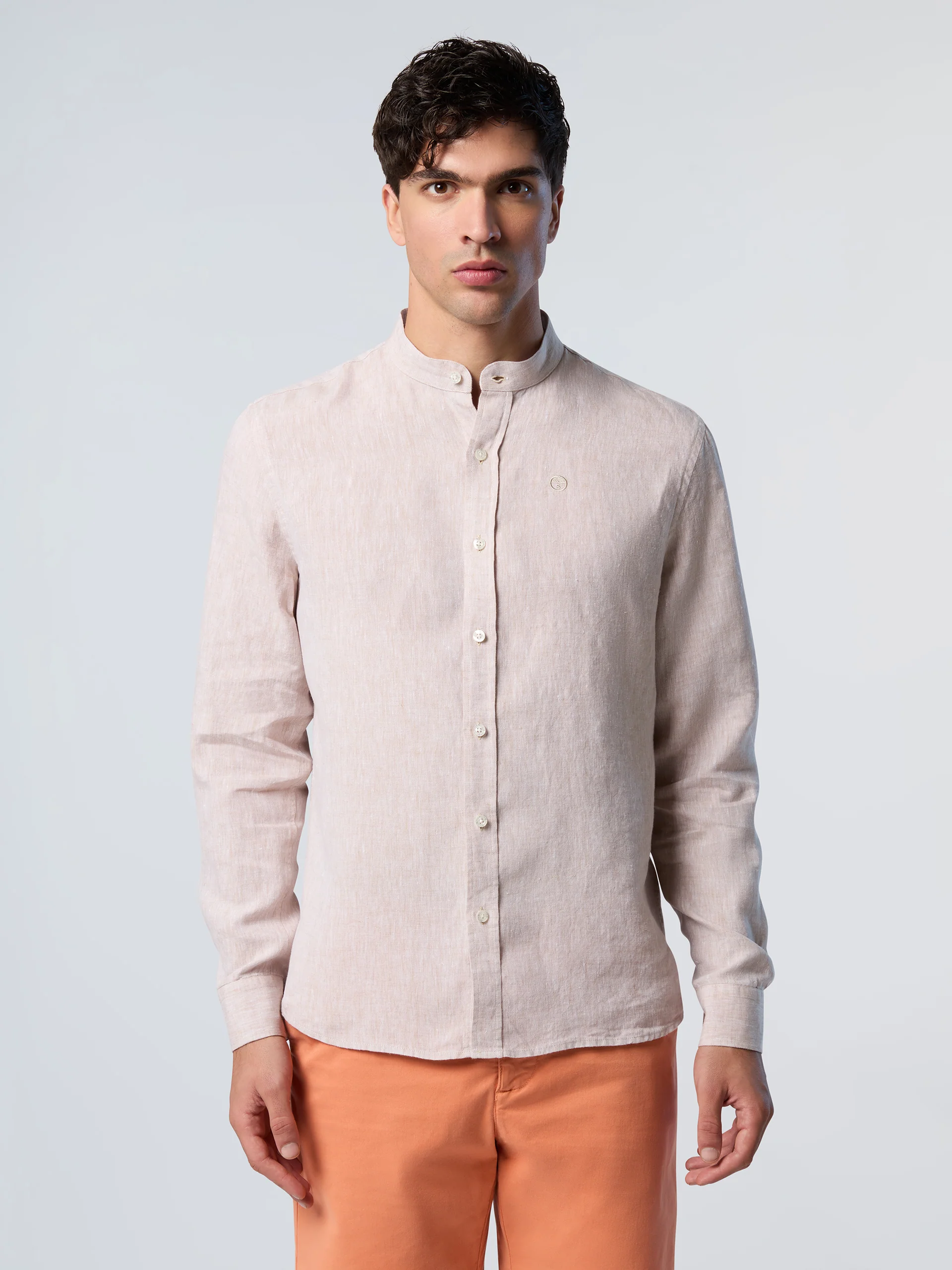 Mandarin shirt with embroidered logo - Image 7
