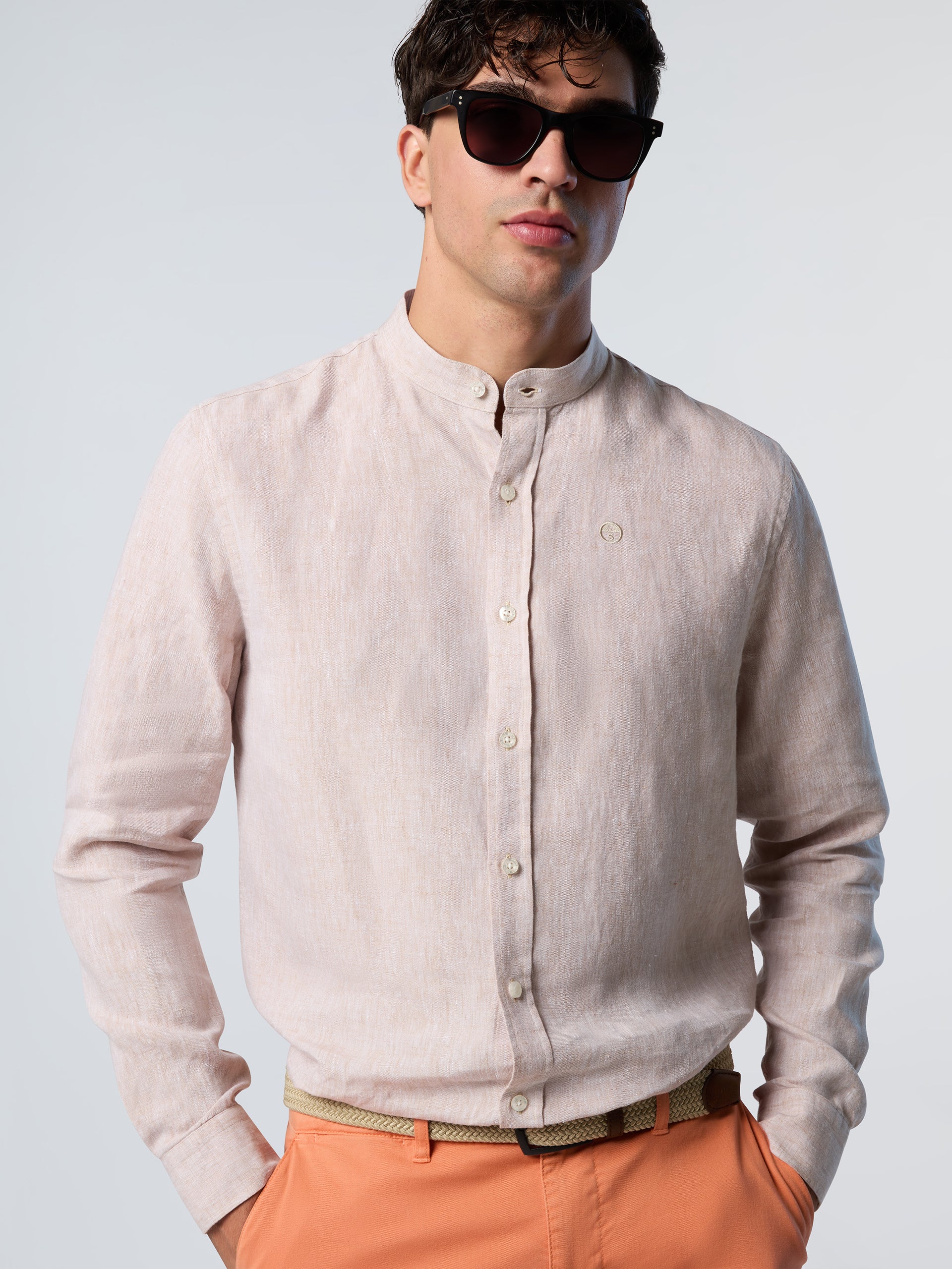 Mandarin shirt with embroidered logo - Image 8