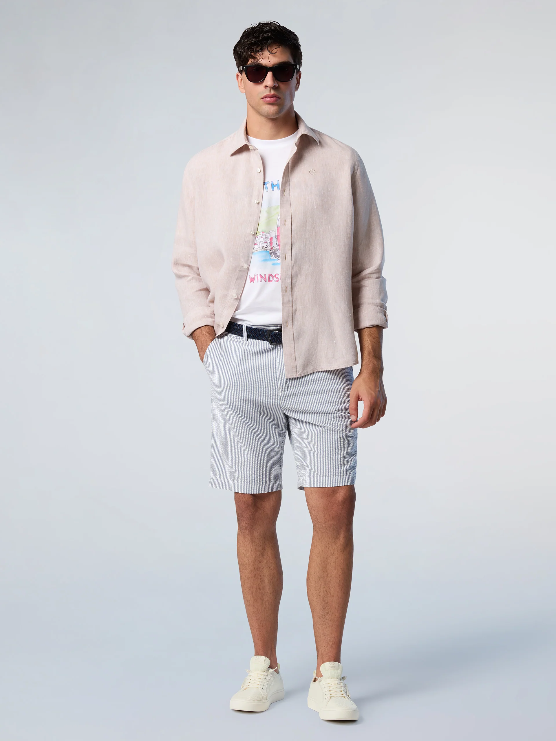 Linen shirt with embroidered logo - Image 11