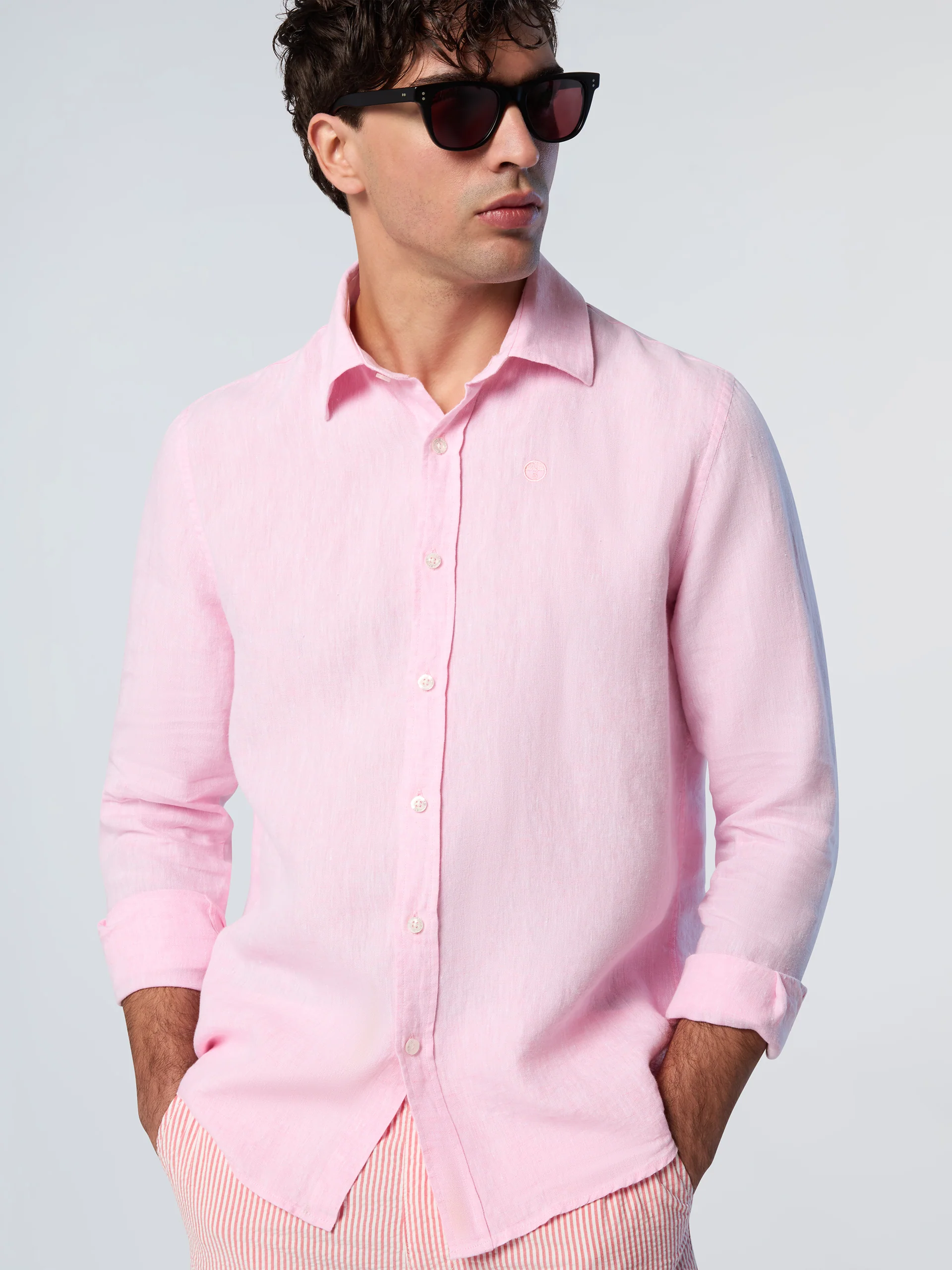 Linen shirt with embroidered logo - Image 14