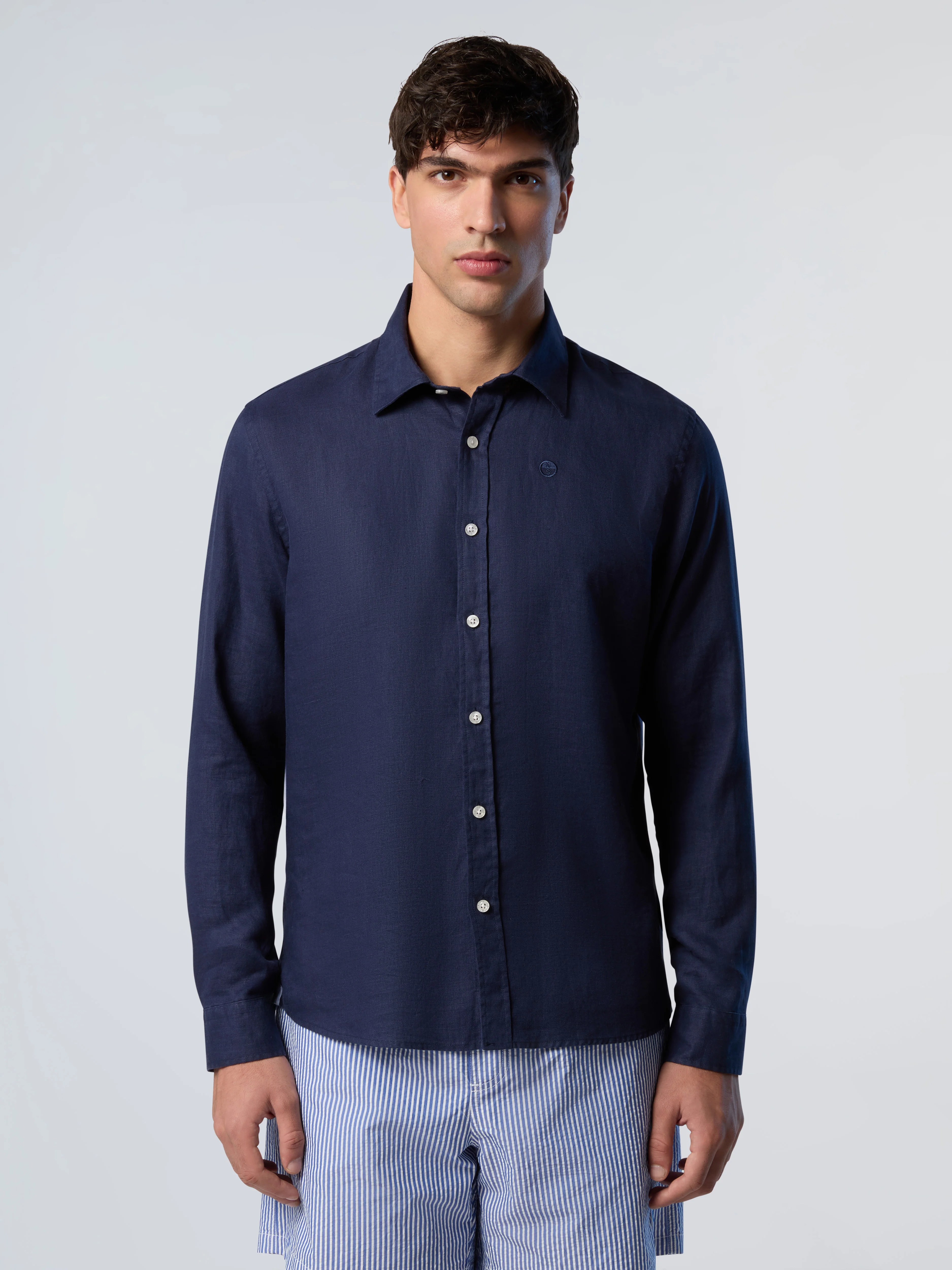Linen shirt with embroidered logo - Image 48