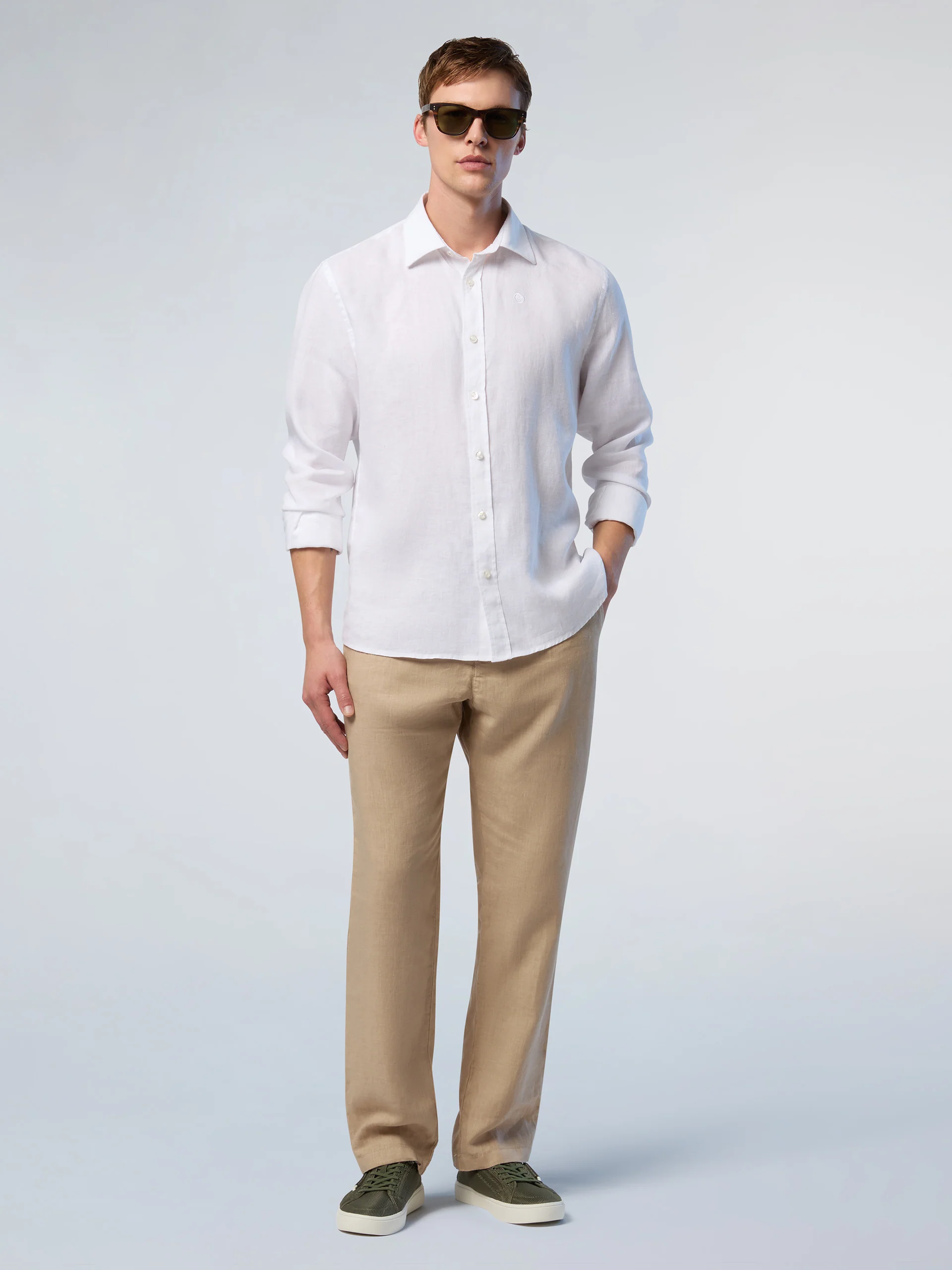 Linen shirt with embroidered logo - Image 5