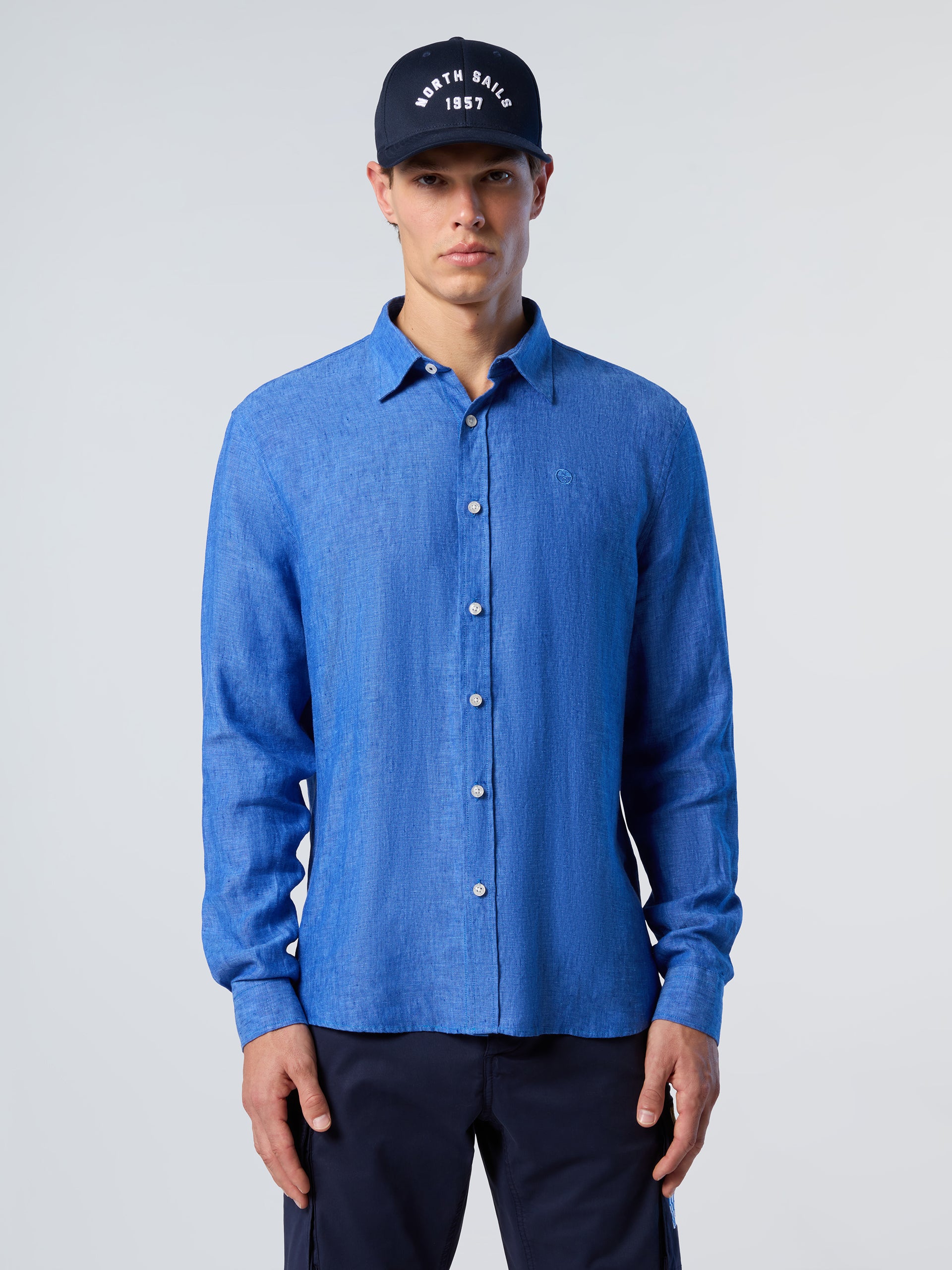 Linen shirt with embroidered logo - Image 54