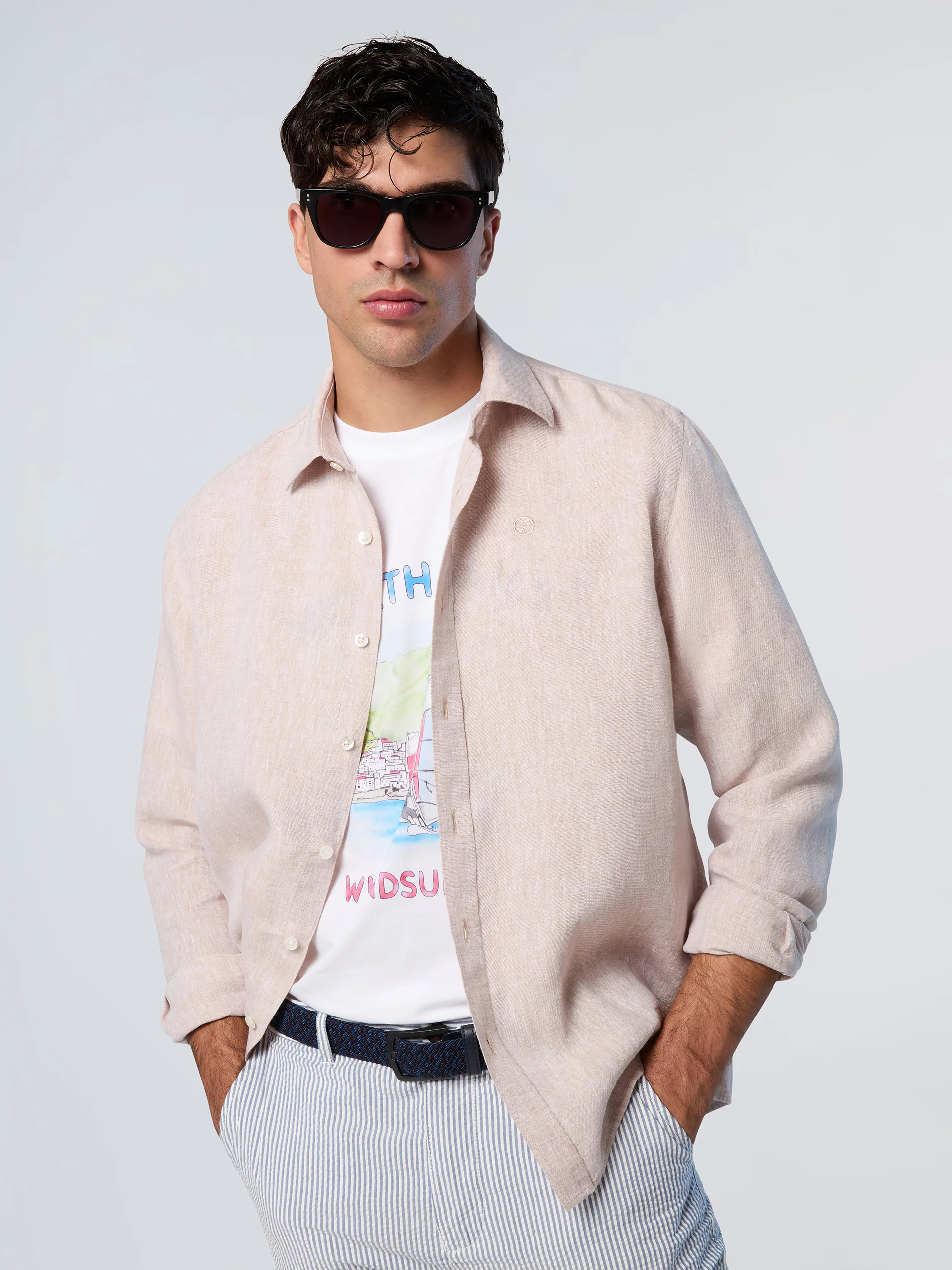 Linen shirt with embroidered logo - Image 8