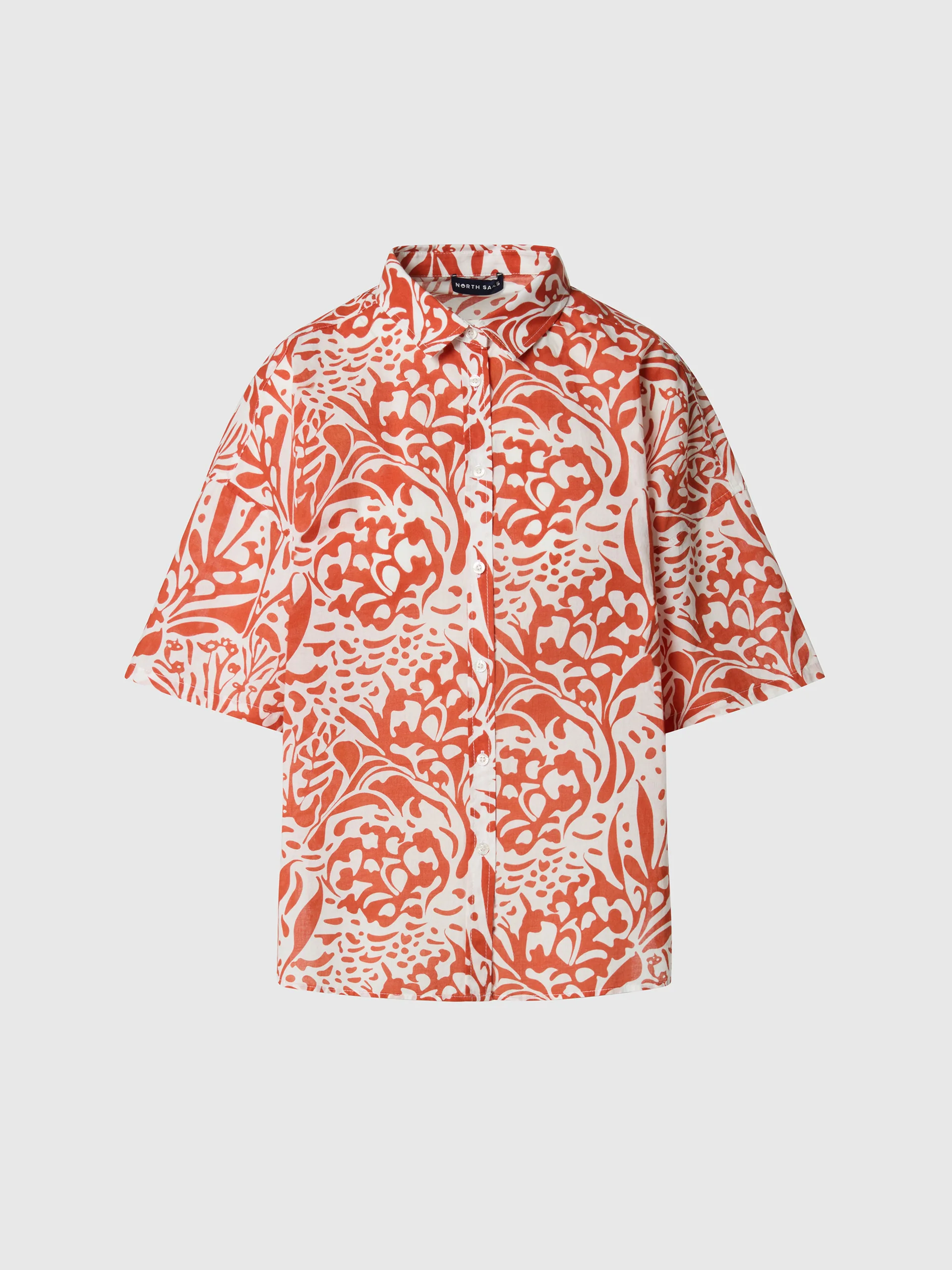 Muslin shirt with coral print - Image 9
