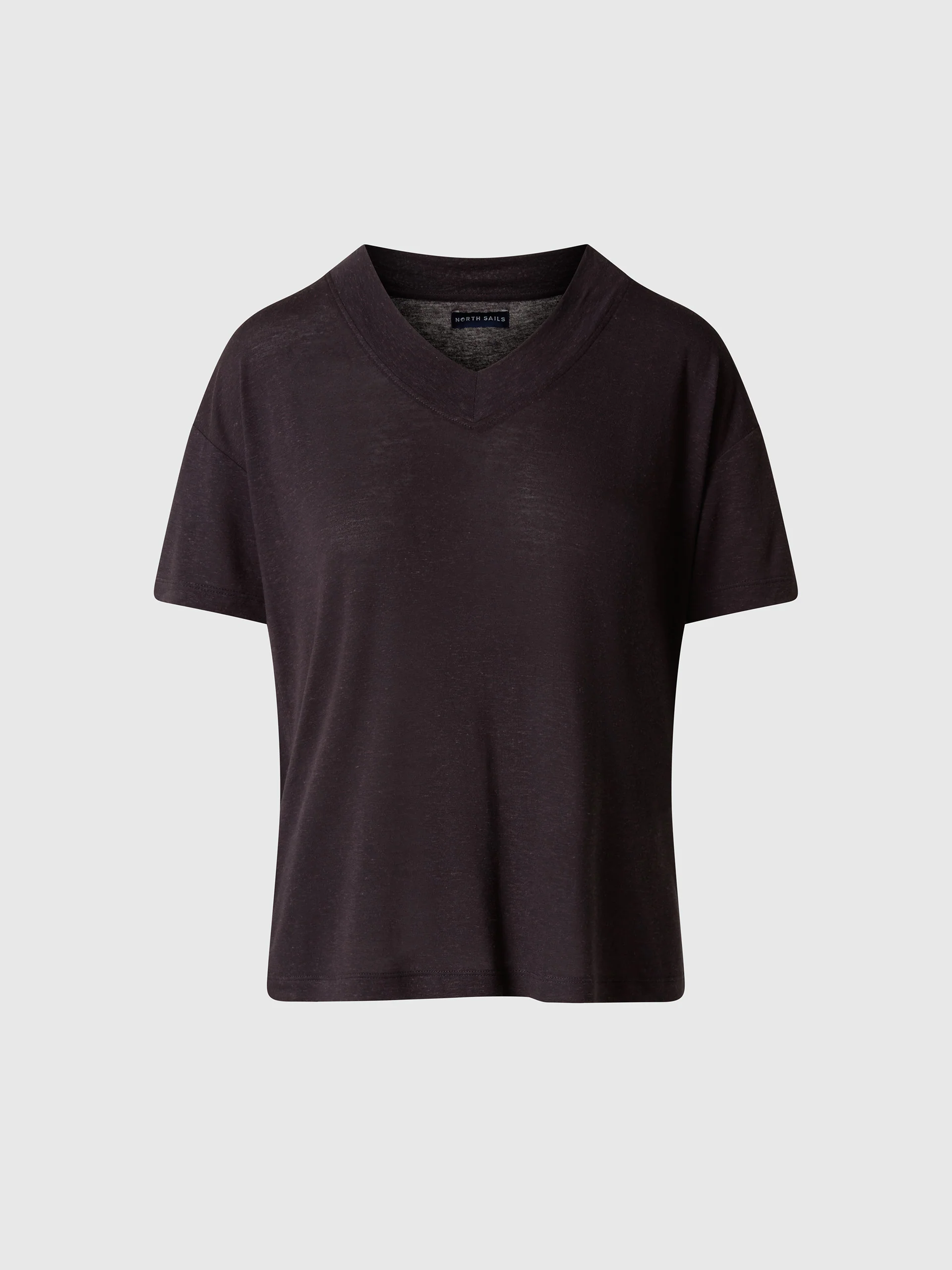 Viscose-linen V-neck T-shirt - Image 9