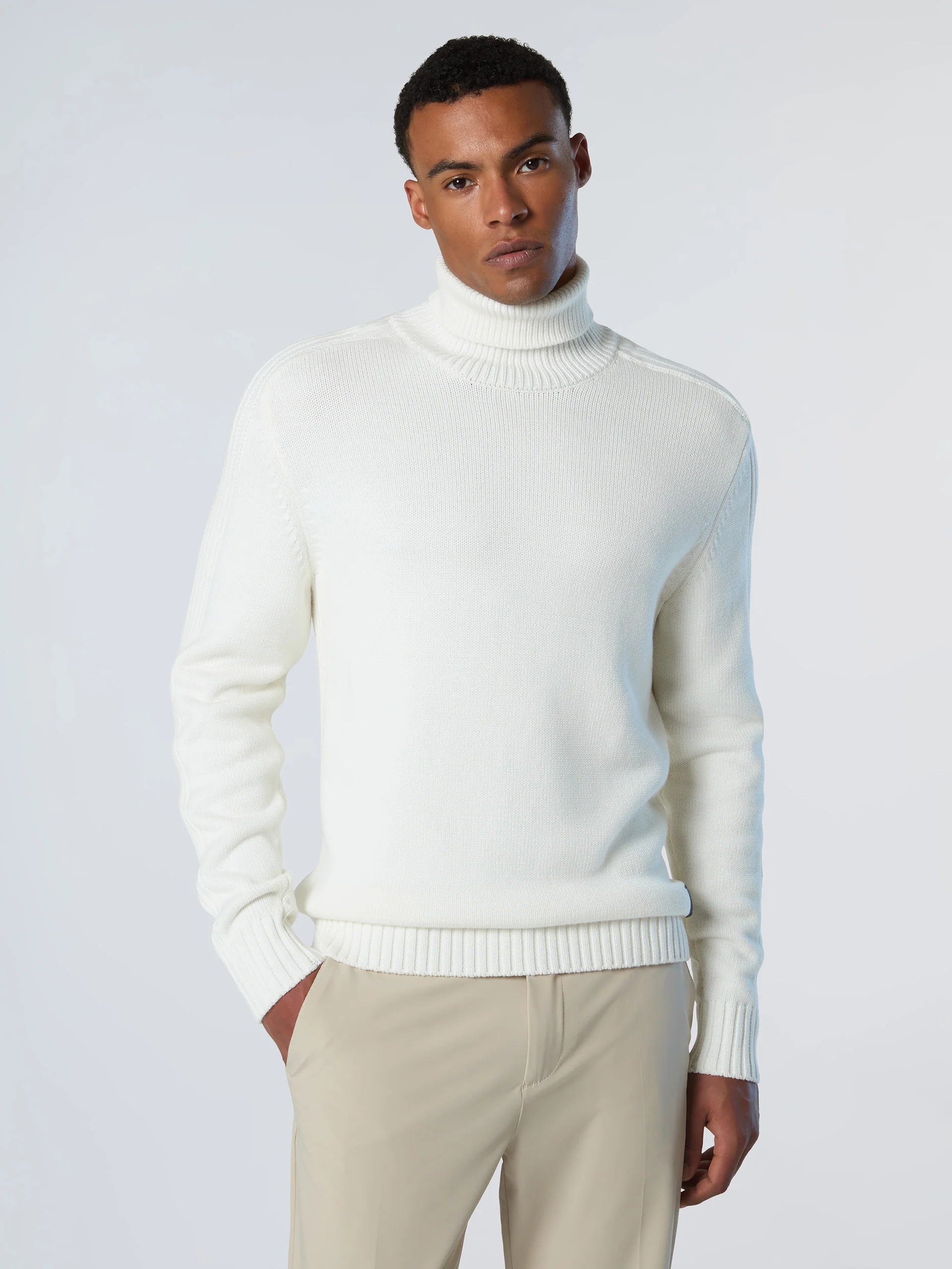 Turtle-neck sweater with ribbing