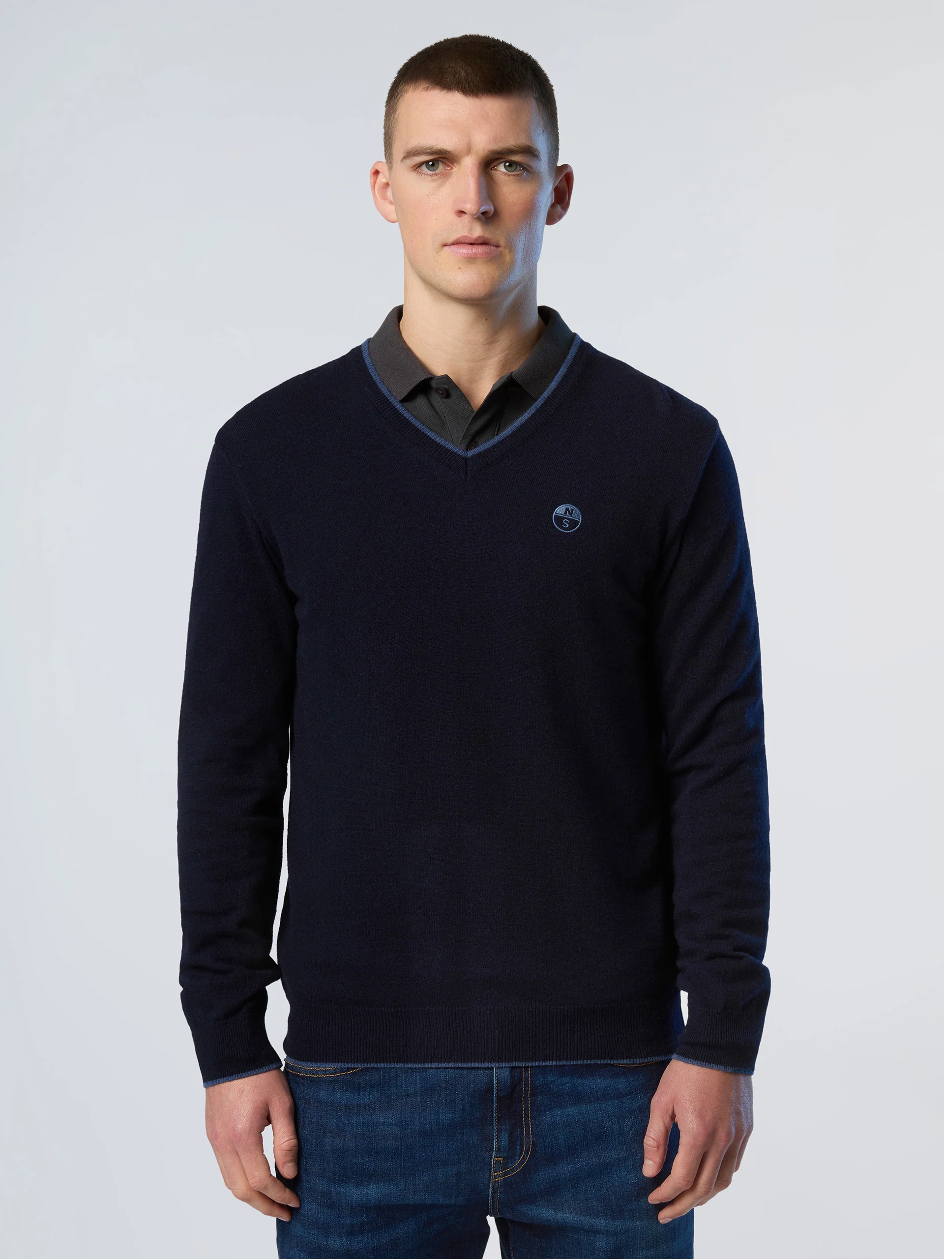 V-neck sweater with embroidered logo - Image 13