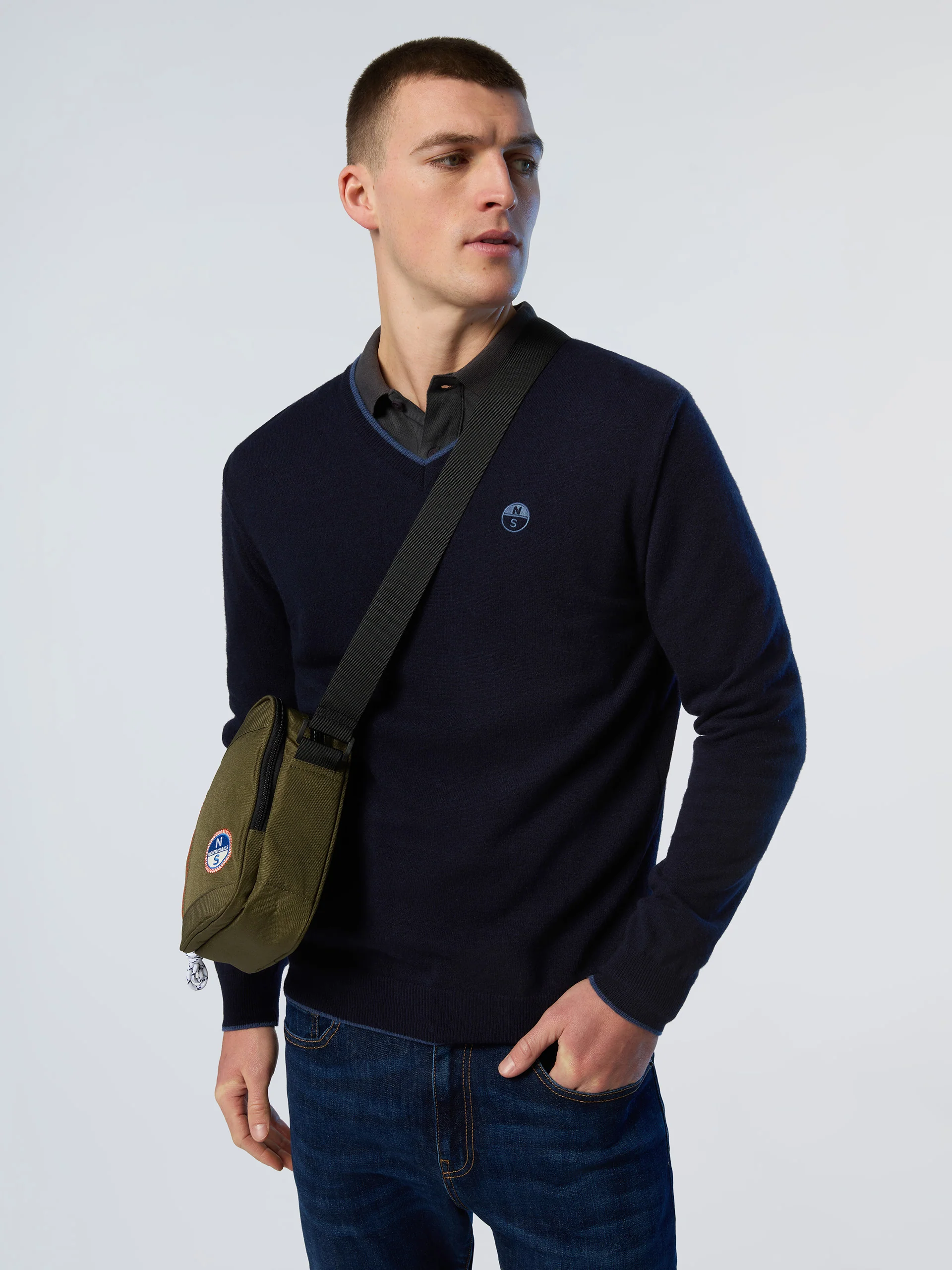 V-neck sweater with embroidered logo - Image 14