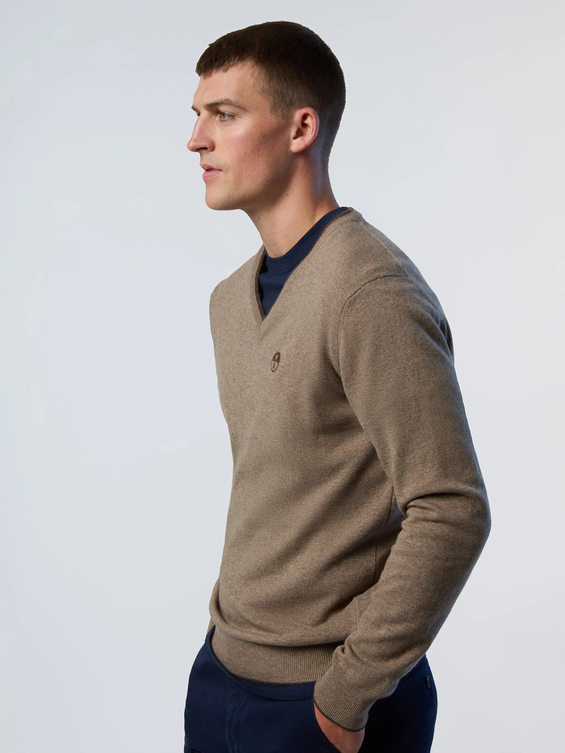 V-neck sweater with embroidered logo - Image 2