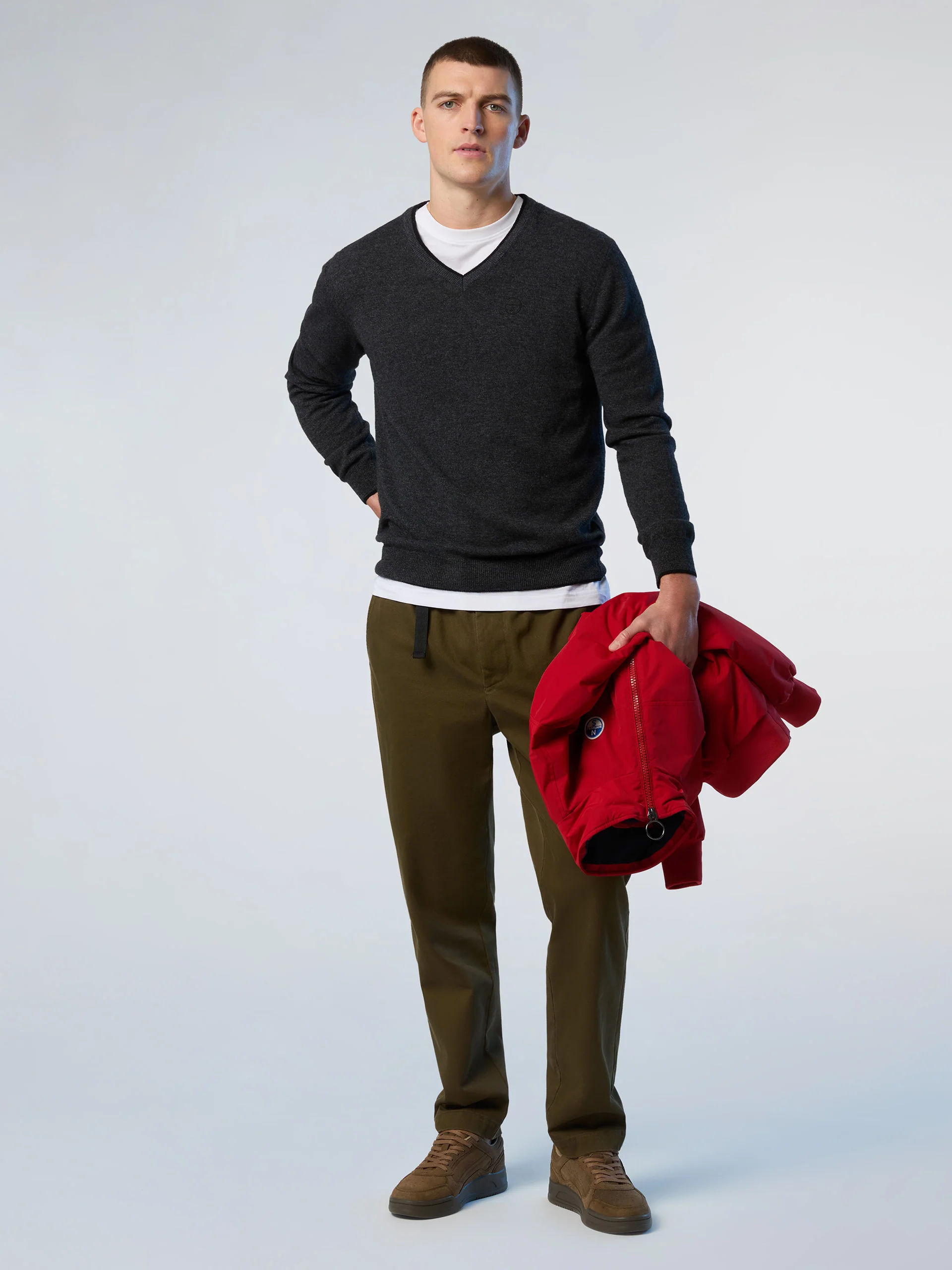 V-neck sweater with embroidered logo - Image 23