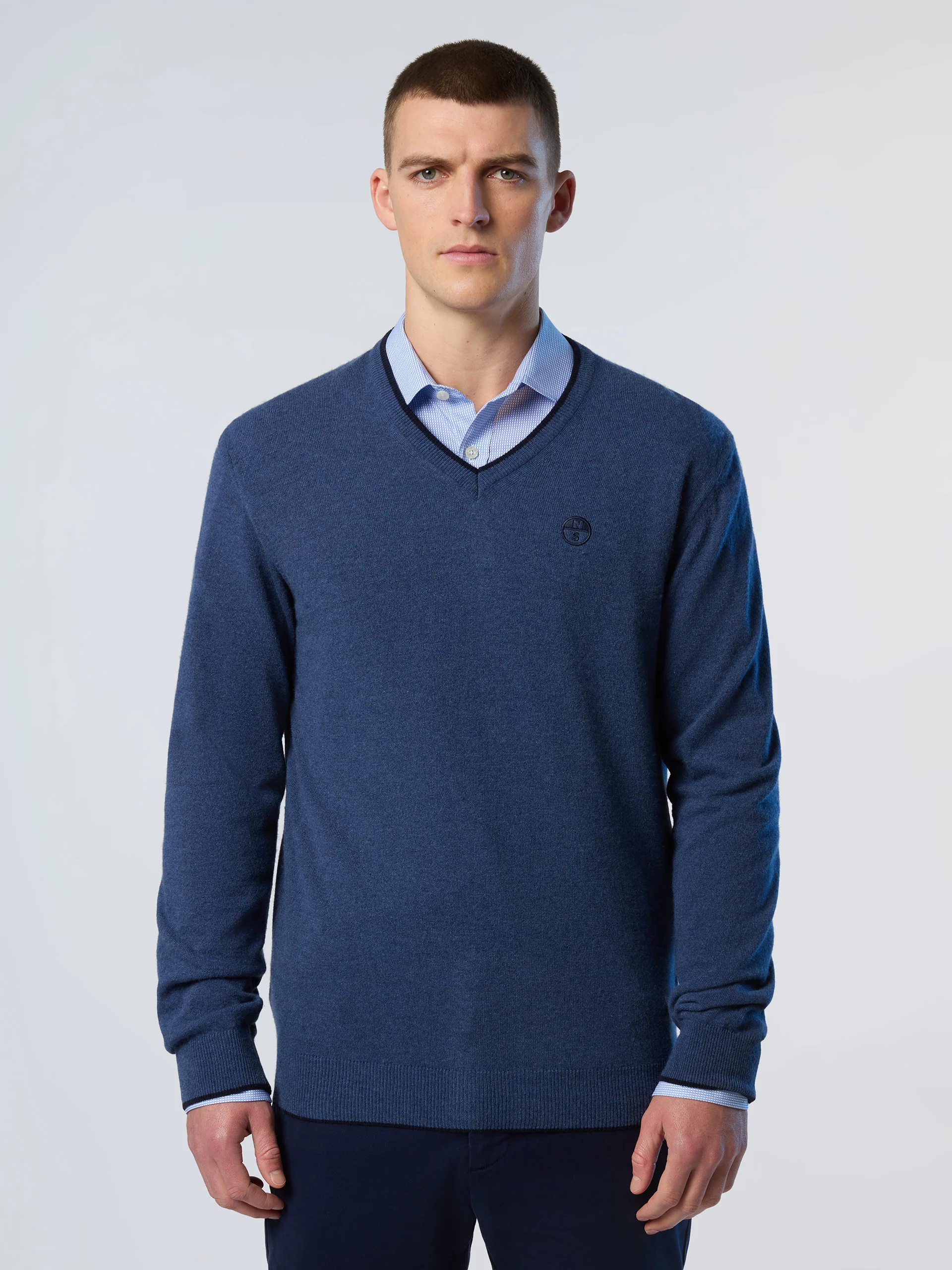 V-neck sweater with embroidered logo - Image 7