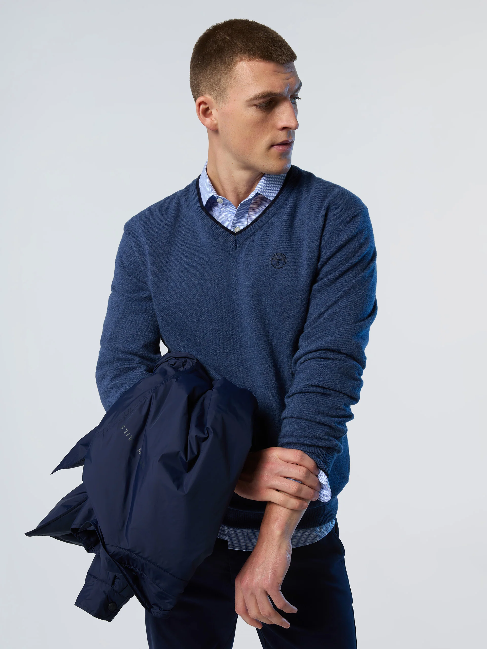 V-neck sweater with embroidered logo - Image 8