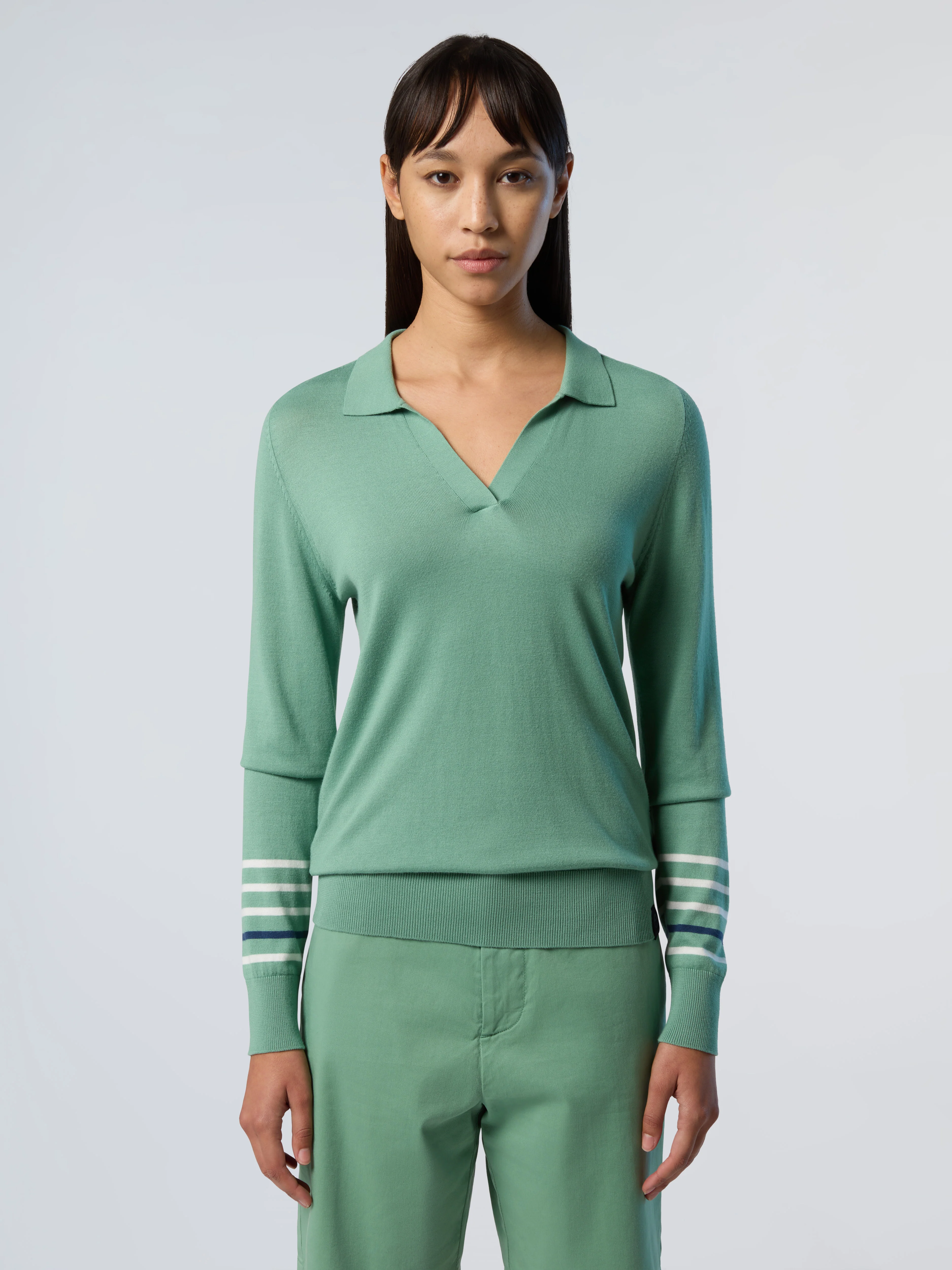 V-neck aloe vera sweater